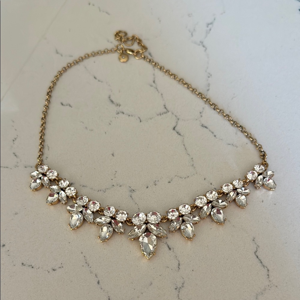 J. Crew Women's Fashion Jewelry Gold Crystal Necklace OS EUC